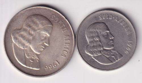 SOUTH AFRICA - 1966 ONE RAND AND 50 CENTS