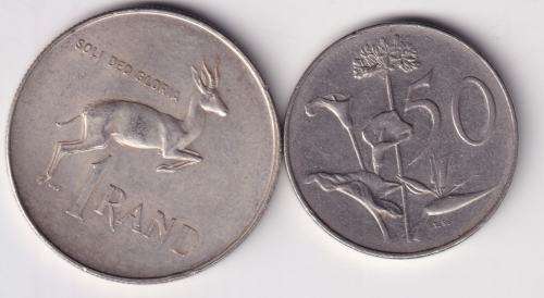 SOUTH AFRICA - 1966 ONE RAND AND 50 CENTS