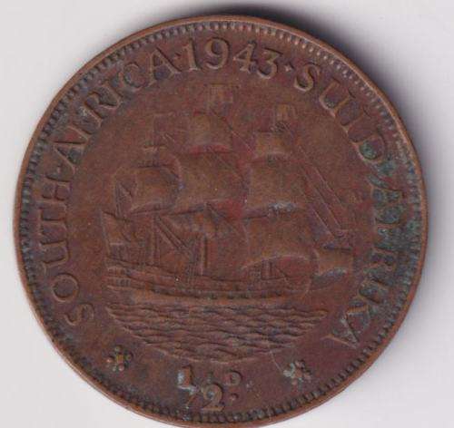 UNION OF SOUTH AFRICA - ½ Penny - George VI 1943 Bronze