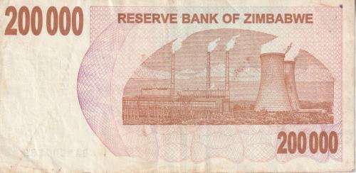 ZIMBABWE 200,000 DOLLARS P49 2007 VF