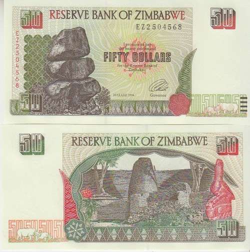 ZIMBABWE 50 DOLLARS P8 1994 UNC