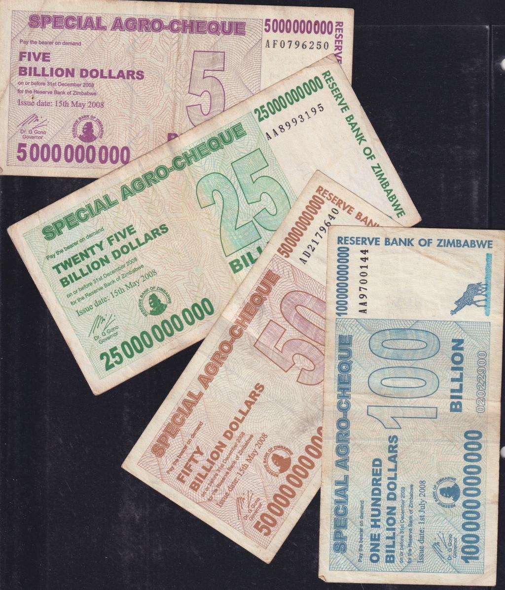 BEST DEAL!! 4 SPECIAL AGRO CHEQUES SET 2008 5,25,50&100 DOLLARS P61,62,63,64 VF