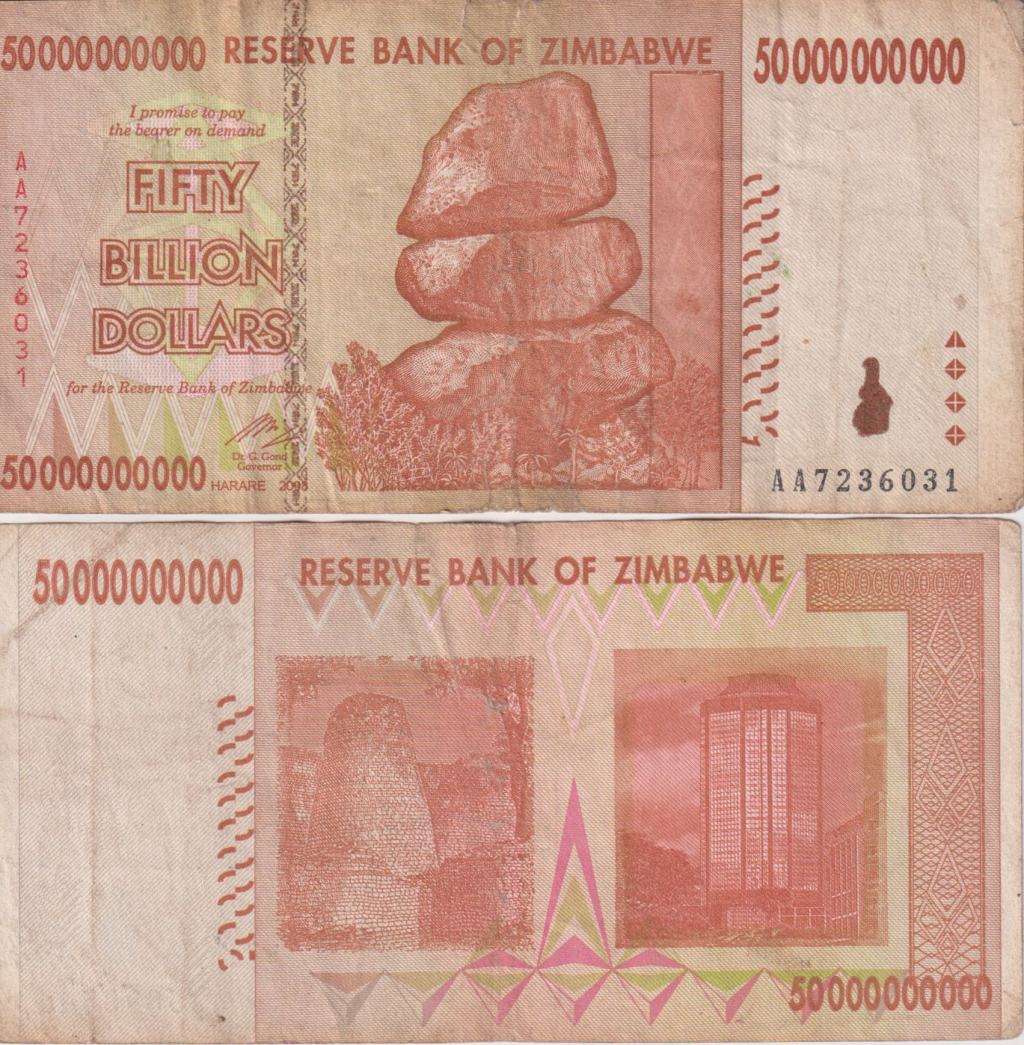 Zimbabwe 50 Billion Dollars 2008 P-87 VF