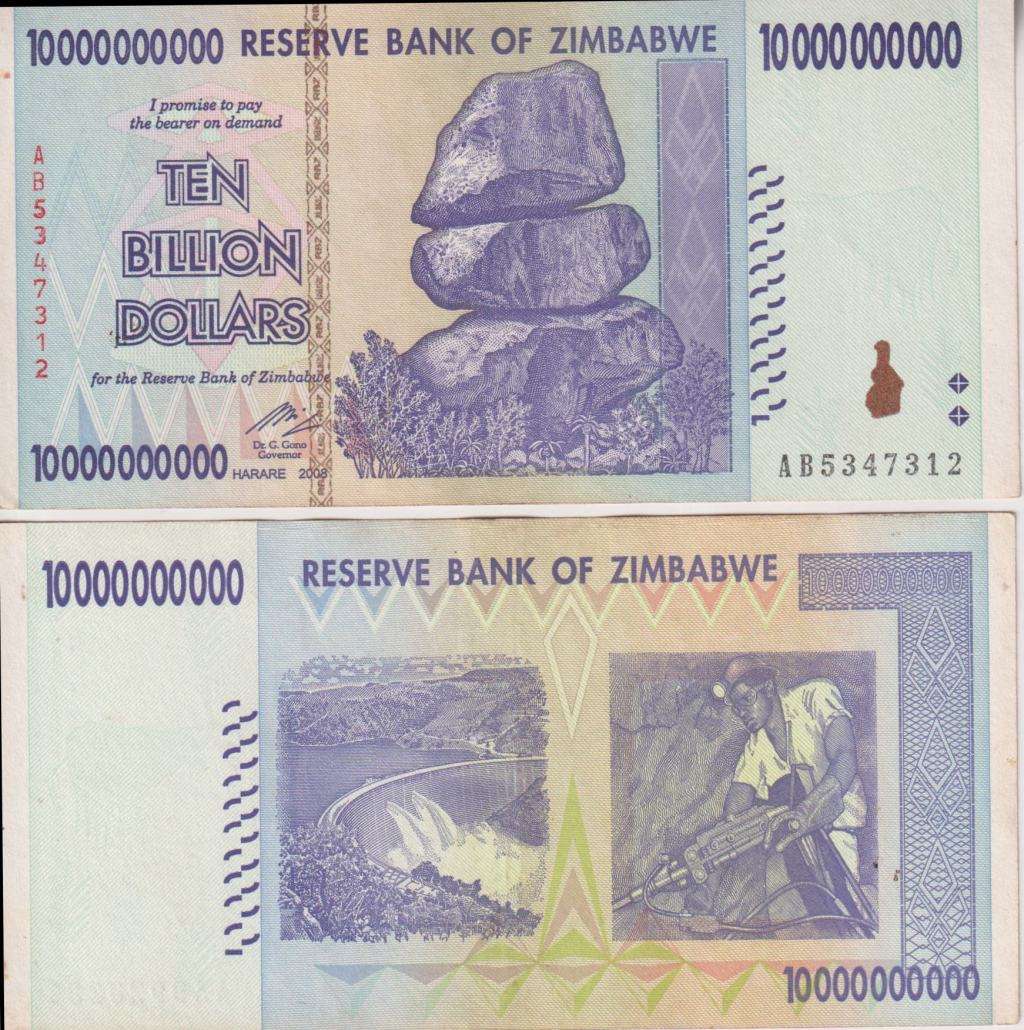 Zimbabwe 10 Billion Dollars 2008 P-85 VF