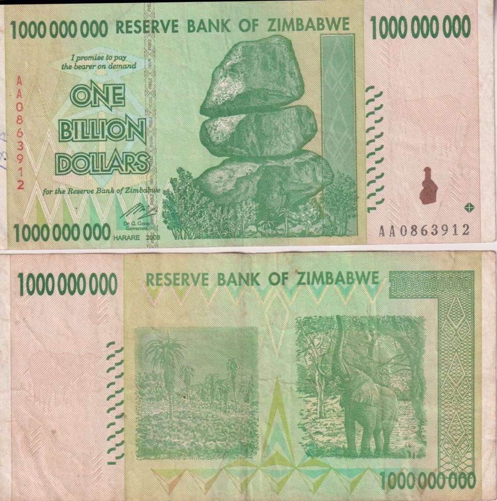 Zimbabwe 1 Billion Dollars 2008 P-83 VF