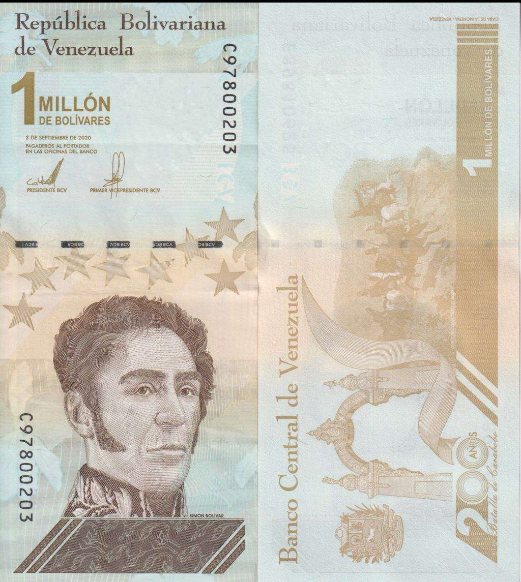 VENEZUELA 1 MILLION BOLIVARS 2020 P114 UNC