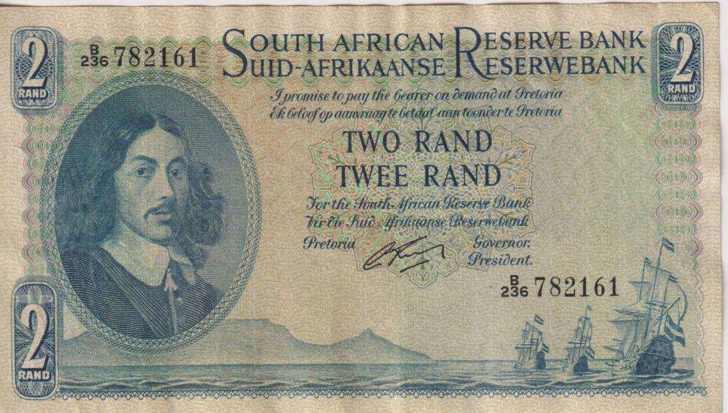 SOUTH AFRICA - G.Rissik 2 Rand 1st ISSUE Eng/Afr 1962 P104 XF