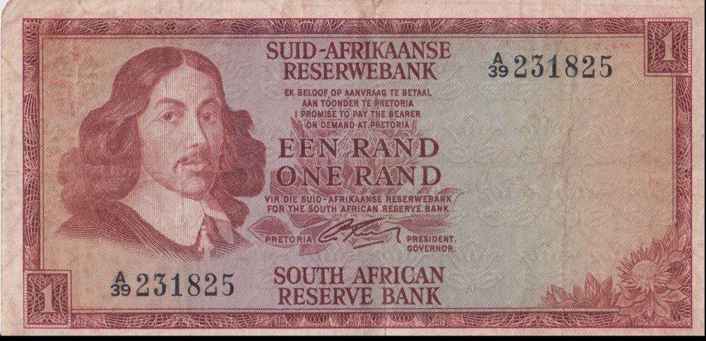 SOUTH AFRICA - G.Rissik 1 RAND 2nd ISSUE Afr/Eng 1966 P109 VF