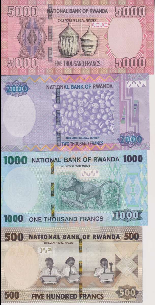 Rwanda 500-5,000 Francs 4 Pieces Set, 2014-2019, P-39-42, UNC
