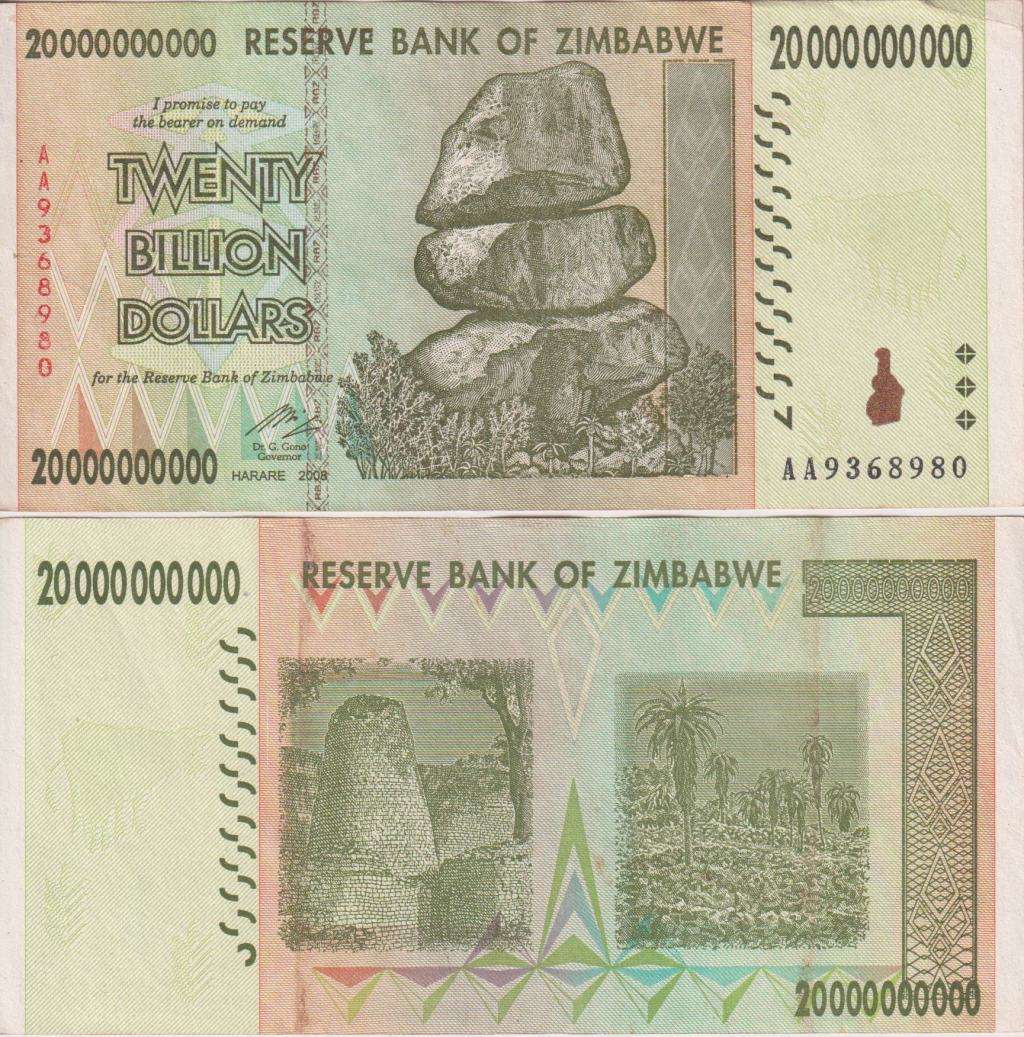 Zimbabwe 20 Billion Dollars  2008 P-86 XF