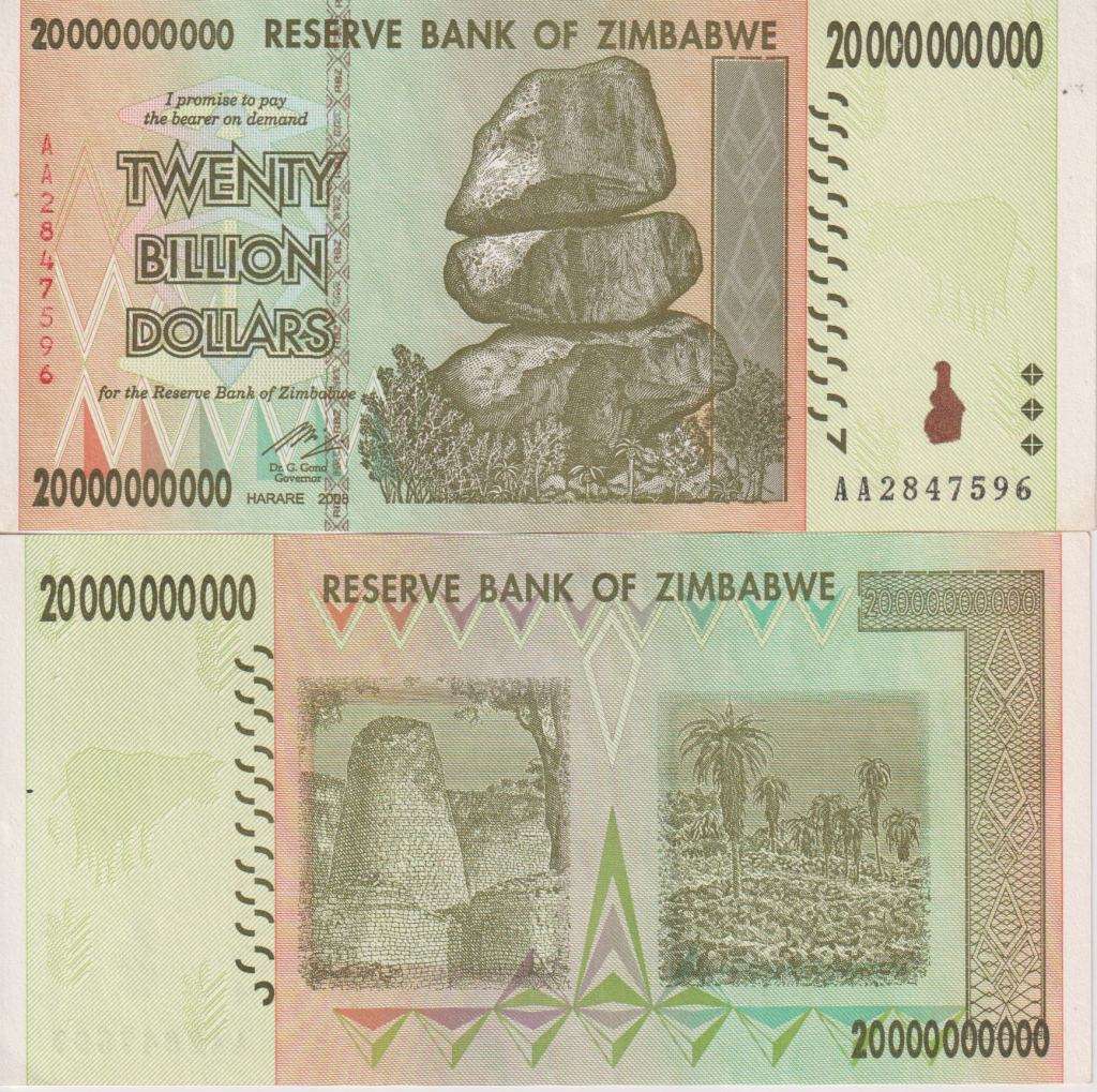 Zimbabwe 20 Billion Dollars  2008, P-86 UNC