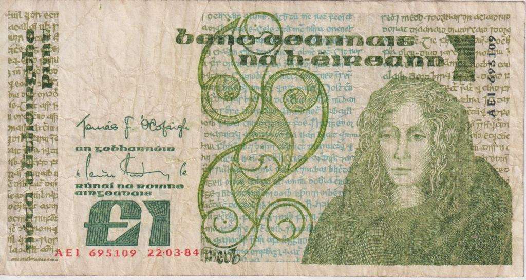CENTRAL BANK OF IRELAND  1 Pound 1983 P.70c VF