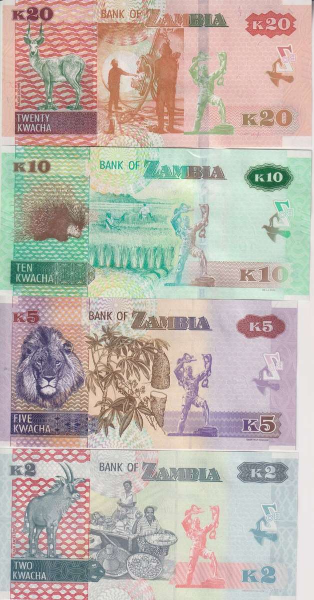 Zambia 2, 5, 10 & 20 Kwacha 2020 UNC