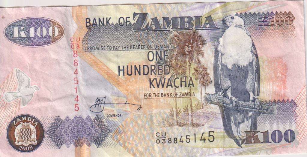 ZAMBIA 100 KWACHA 2009 P 38 VF