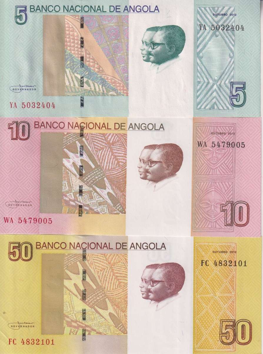 ANGOLA 5, 10, 50 KWANZAS 2012 UNC