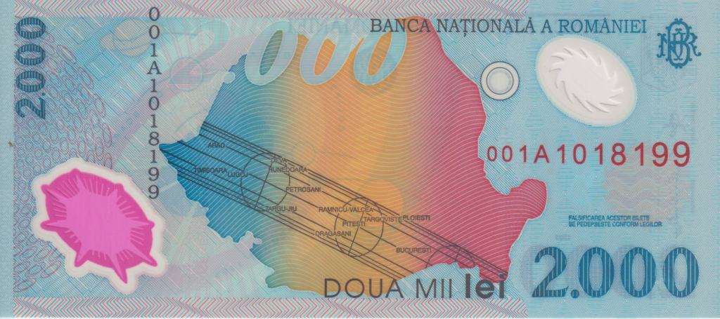 Romania 2000 Lei 1999 P 111 Polymer UNC