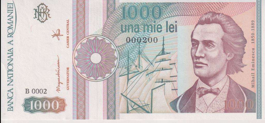 Romania 1000 Lei  1991, P-101 UNC