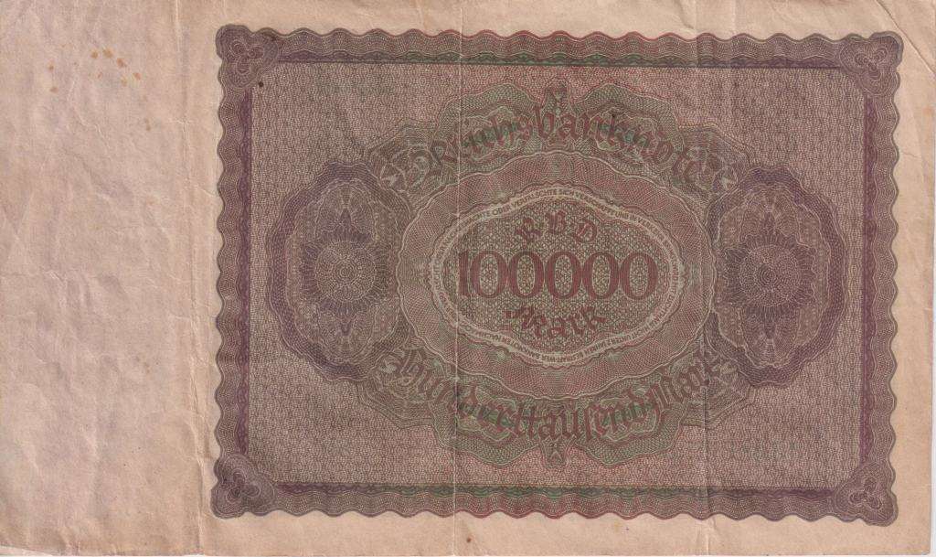 GERMANY 100,000 MARK 1923 P 83 F