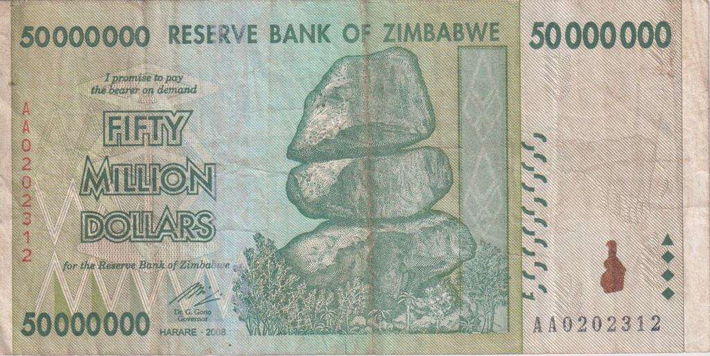 Zimbabwe 50 Million Dollars 2008 P79 VF