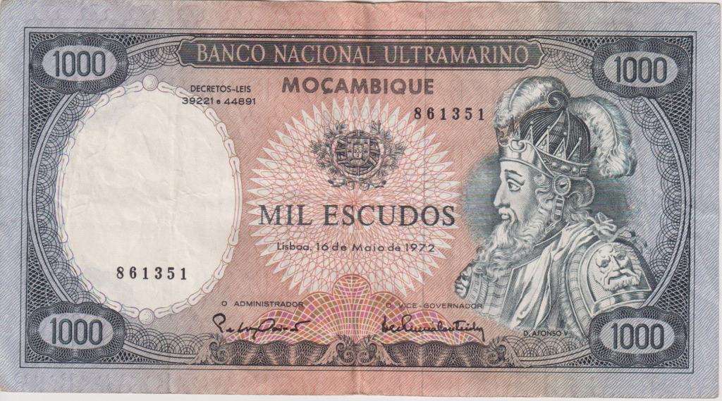 Portuguese Mozambique 1000 Escudos 1972 P-112 VF