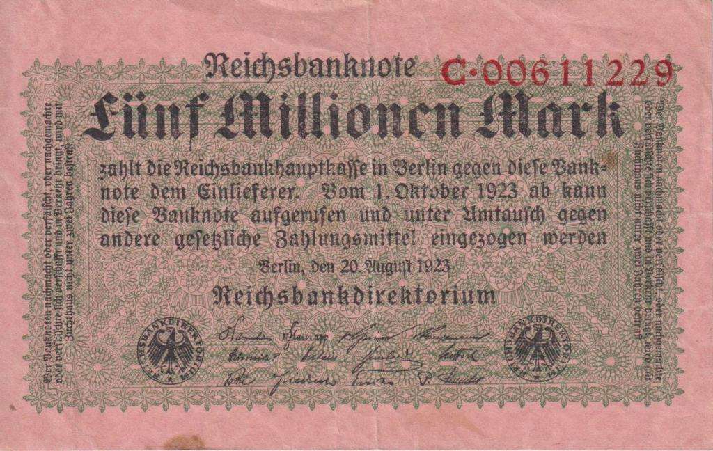 Germany 5 Million Mark 1923 P-105 XF