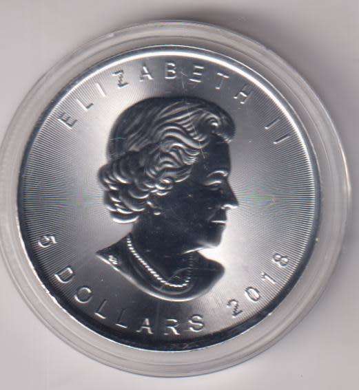 1 oz Canadian Silver Maple 2018  (CAPSULED)
