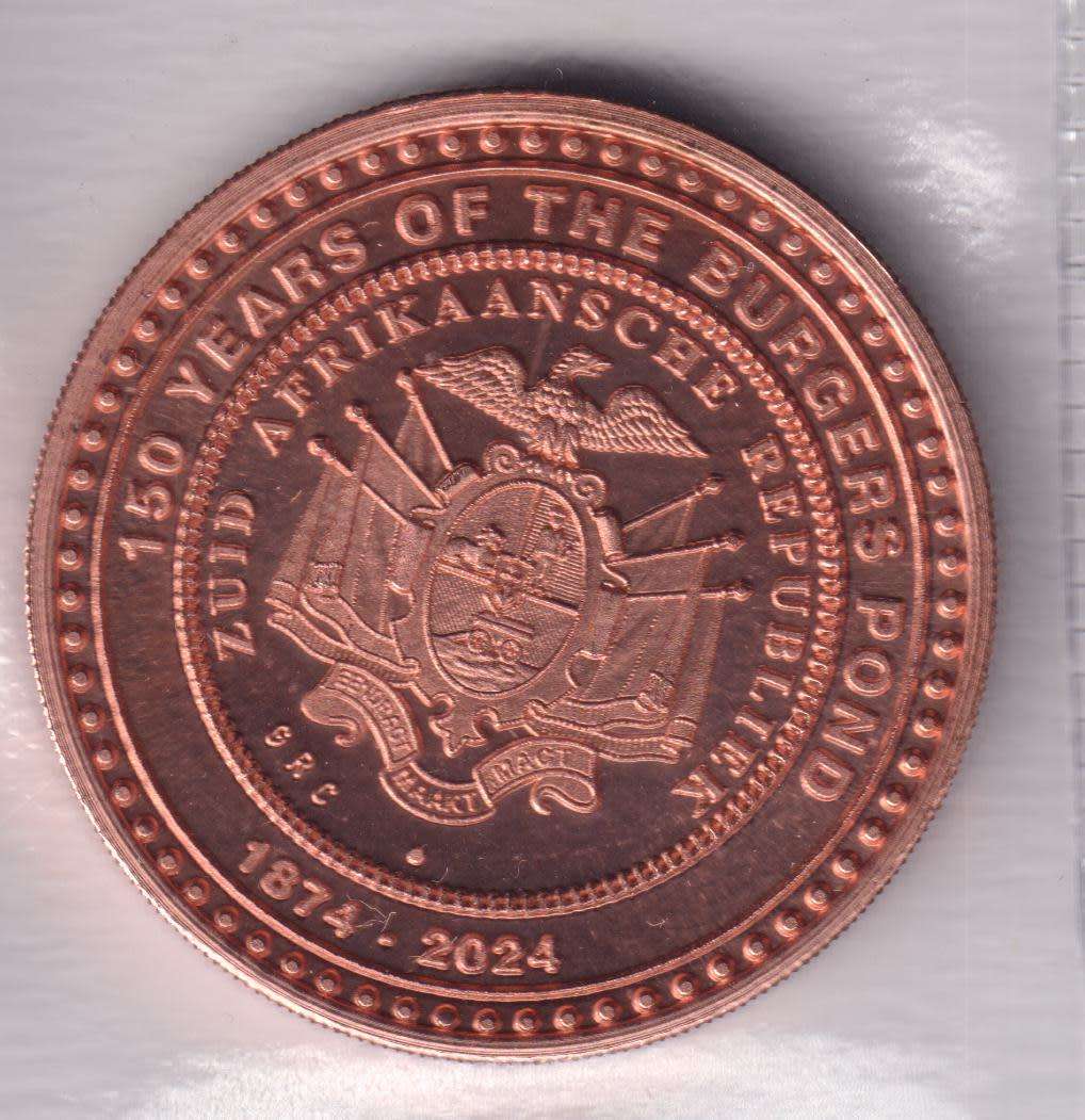 South Africa  38mm COPPER MEDALLION - 150 TH ANNIVERSARY OF THE BURGERS POND 2024 (With Certificate)
