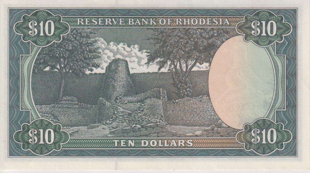 RHODESIA 10 DOLLARS 1979 ZIMBABWE BIRD WATERMARK P41a UNC