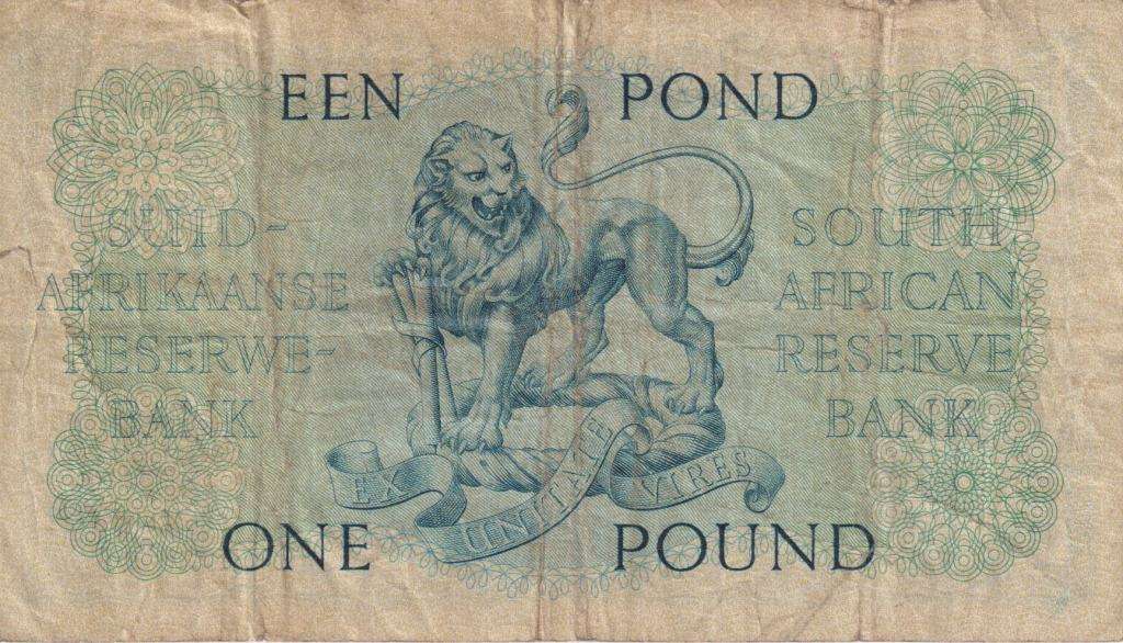 UNION OF SOUTH AFRICA - 1 POND M.H. de Kock B/302 1957 #139 F