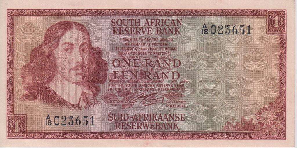 REPUBLIC OF SOUTH AFRICA - 1 RAND G.Rissik A/18 1966 #E/A 324 XF