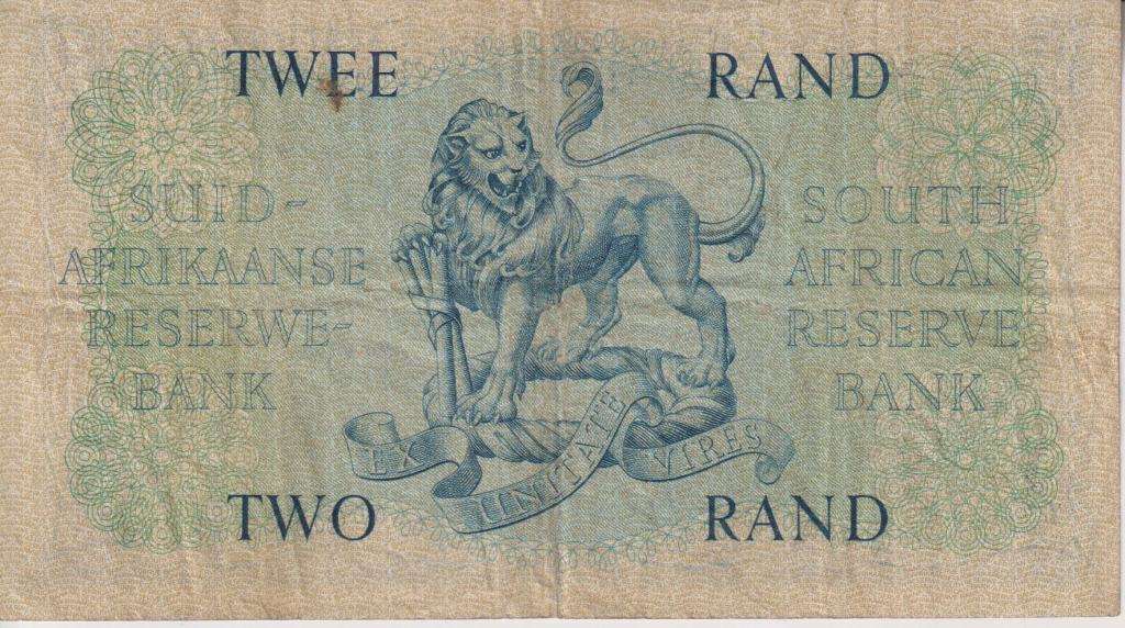 REPUBLIC OF SOUTH AFRICA - 2 RAND M.H. de Kock B/41 1961 #A/E 365 F - Pin Hole