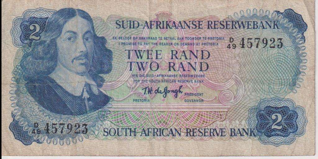 REPUBLIC OF SOUTH AFRICA - 2 RAND T.W.de Jongh D/49  1974 #A/E 381 VF