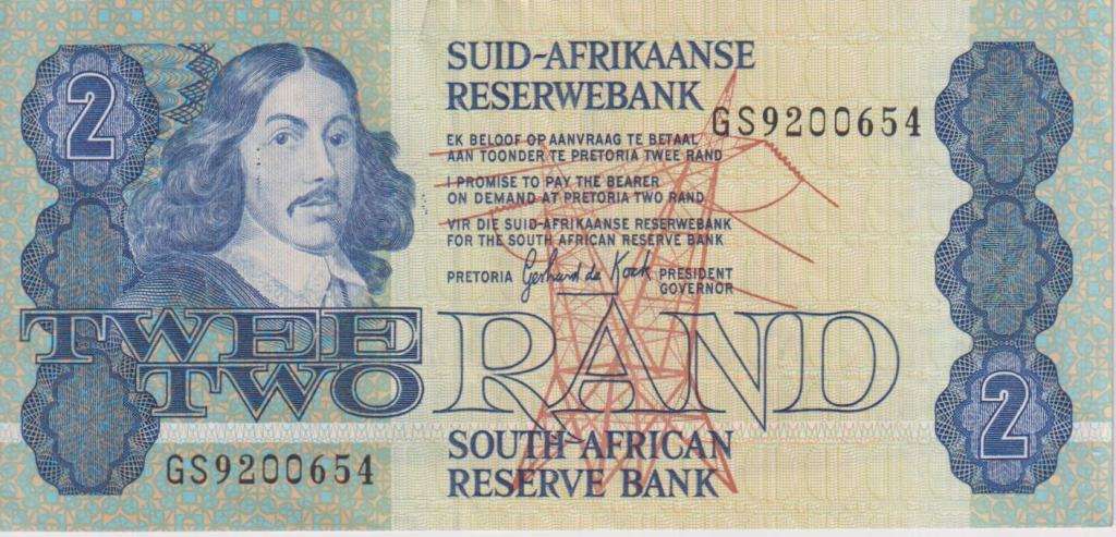REPUBLIC OF SOUTH AFRICA - 2 RAND Gerhard de Kock GS  1989  #A/E 408 XF
