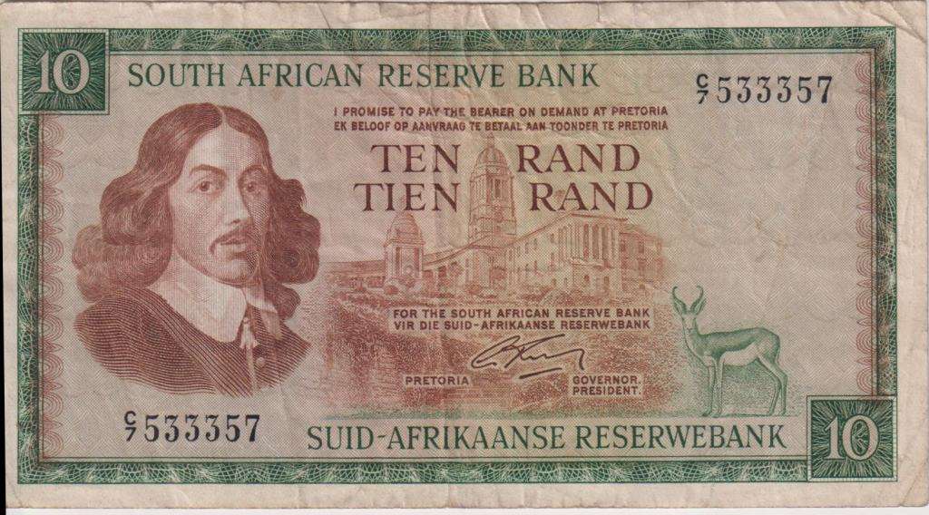 REPUBLIC OF SOUTH AFRICA - 10 RAND G.Rissik C/7  1966  E/A 505 F