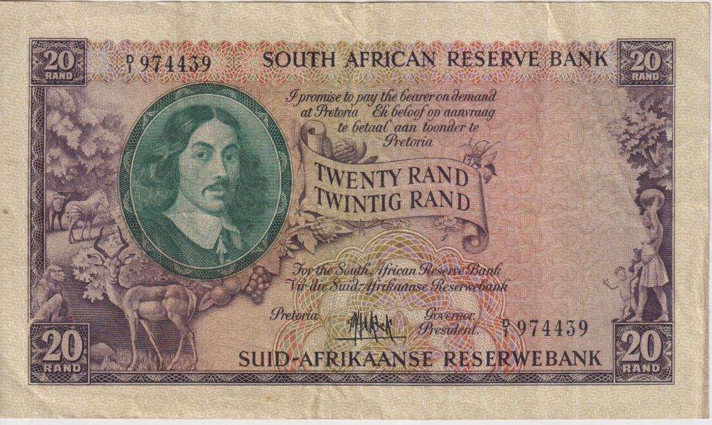 REPUBLIC OF SOUTH AFRICA - 20 RAND M.H. de Kock D/1  1961  E/A 661 VF