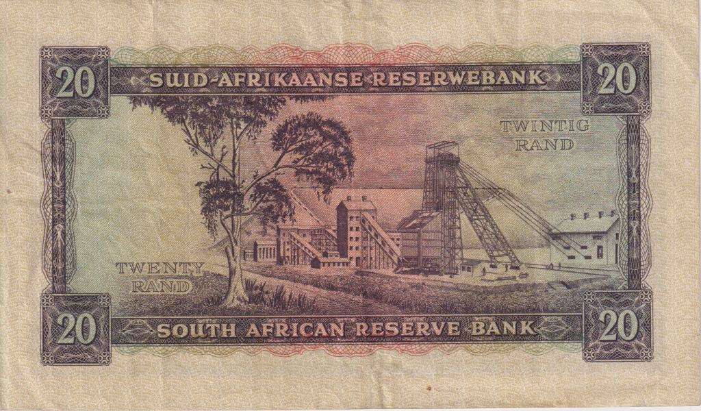 REPUBLIC OF SOUTH AFRICA - 20 RAND M.H. de Kock D/1  1961  E/A 661 VF