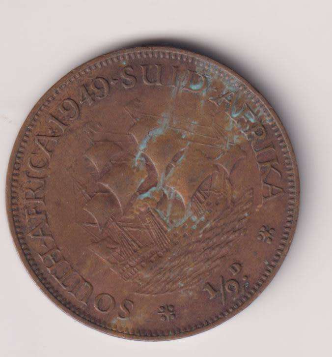 UNION OF SOUTH AFRICA - ½ Penny - KING GEORGE VI - 1949  Bronze