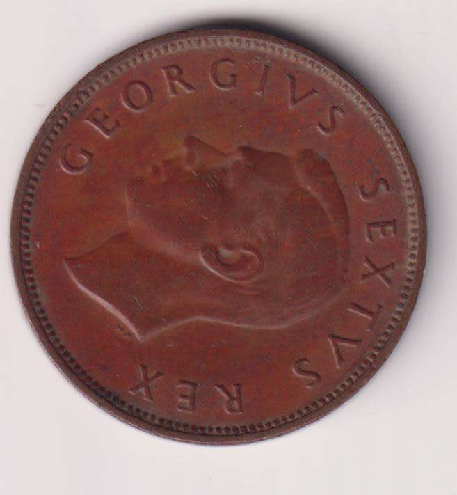 UNION OF SOUTH AFRICA - ½ Penny - KING GEORGE VI - 1952  Bronze