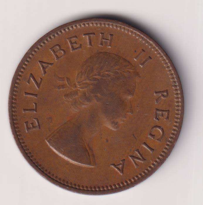 UNION OF SOUTH AFRICA - ½ Penny - QUEEN ELIZABETH II 1953  Bronze