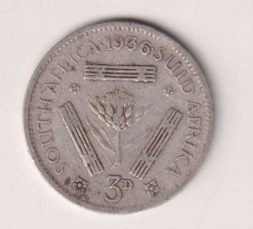 UNION OF SOUTH AFRICA - 3d - TICKEY - King George V - 1936 - Silver