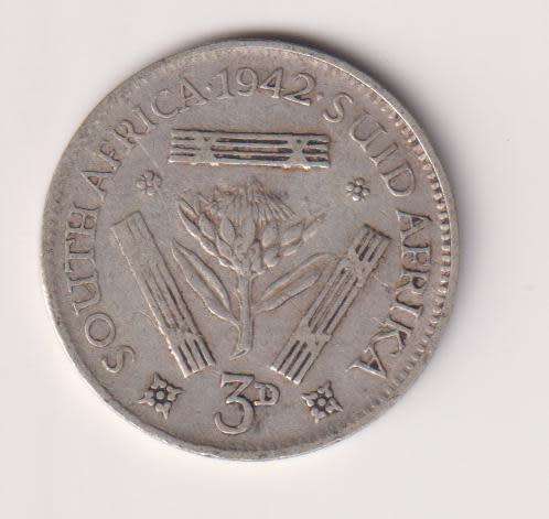 UNION OF SOUTH AFRICA - 3d - TICKEY - King George Vl - 1942 - Silver
