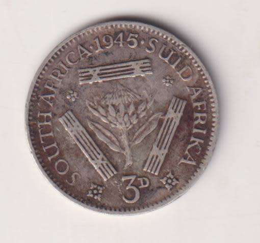 UNION OF SOUTH AFRICA - 3d - TICKEY - King George Vl - 1945 - Silver