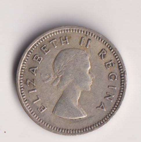 UNION OF SOUTH AFRICA - 3d - TICKEY - Queen Elizabeth ll - 1959 - Silver