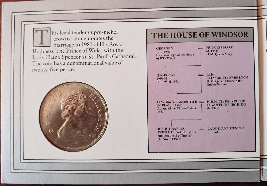 GREAT BRITAIN 1981 - CHARLES & DIANA - SPECIAL CROWN IN FOLDER - STRUCK AT ROYAL MINT
