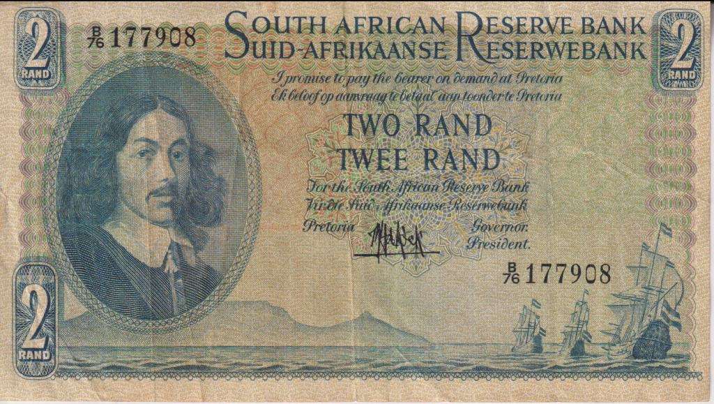 REPUBLIC OF SOUTH AFRICA -2 RAND M.H. de Kock B/76 1961 #E/A 366 VF