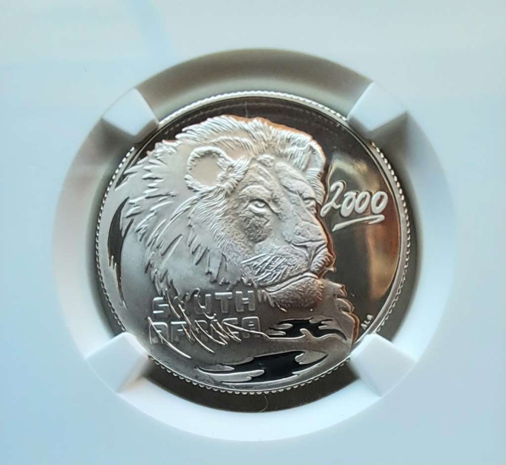 REPUBLIC OF SOUTH AFRICA - 2000 SILVER PROOF 5c BIG 5 - LION - NGC GRADED PF69 ULTRA CAMEO
