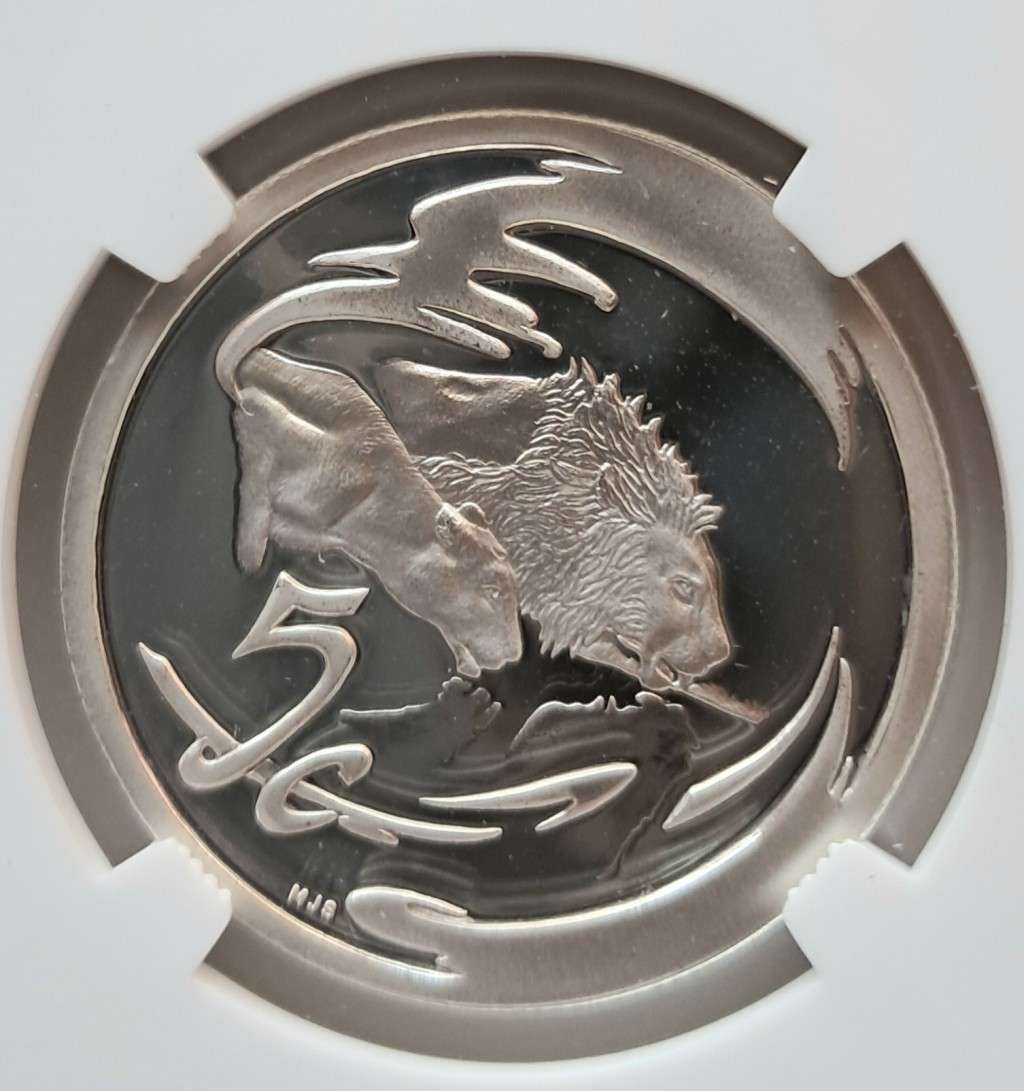 REPUBLIC OF SOUTH AFRICA - 2000 SILVER PROOF 5c BIG 5 - LION - NGC GRADED PF69 ULTRA CAMEO