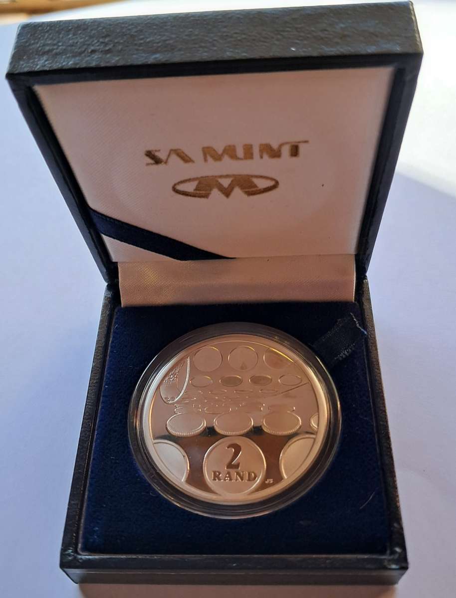 2 RAND 1992 SILVER RSA MINT TECHNOLOGY in capsule, in Mint box