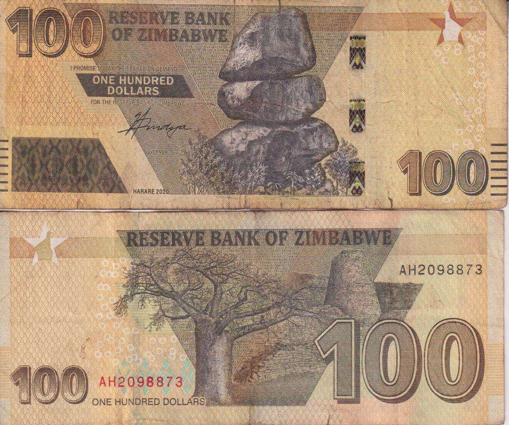 Zimbabwe 100 Dollars 2020 P 106 F