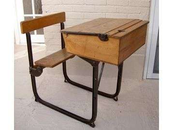 School desk - desk lid flips up with built in seat